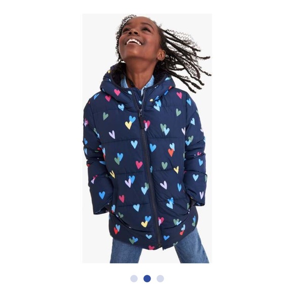 Primary- parka puffer coat and confetti hearts, navy confetti hearts - Picture 2 of 6